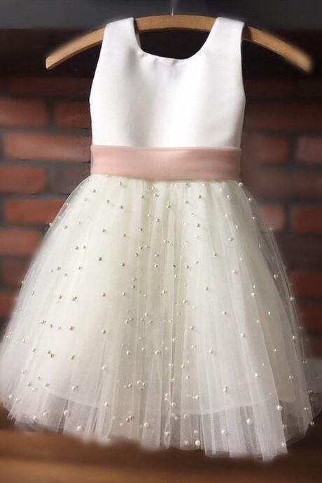 Cute%20Toddler%20White%20&%20Ivory%20Flower%20Girl%20Dress%20with%20Bowknot%20%E2%80%93%20Elegant%20Kids%20Party%20&%20Wedding%20Dress%20(Net%20&%20Silk)%20Newborn%20to%208%20Years%20-%20Image%202