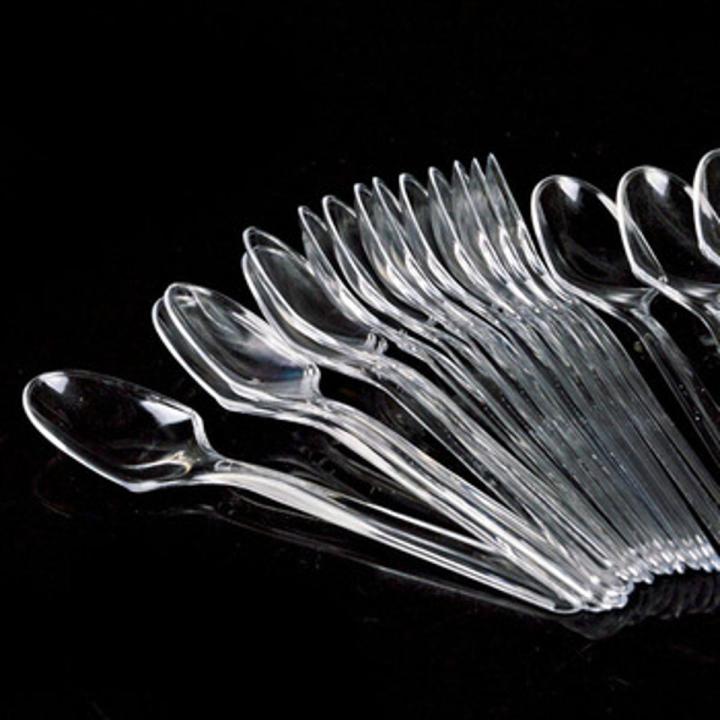Disposable Spoons Transparent Plastic Spoons - Pack of 100