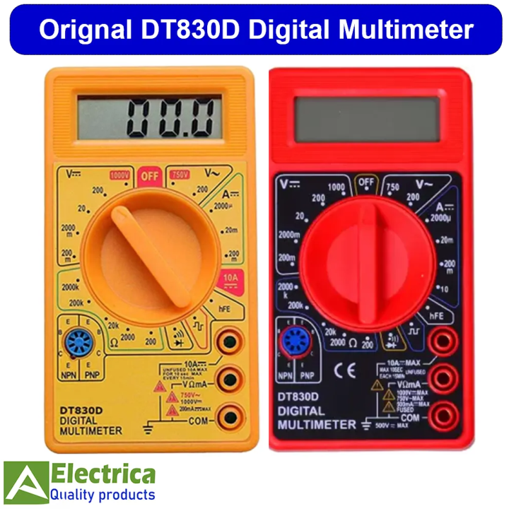 TITAN & Local DT830D Red & Yellow Digital Multimeter Counts AC/DC Volt Amp Ohm Diode hFE Continuity Tester DT-830D Yellow and Red  (Battery and Test Leads Included) by electria