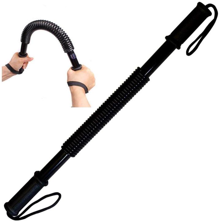 Practical Power Twister Flexible Strength Chest Shoulder Arm Muscular Rod Spring Exerciser Power Wrist Hand Gripper Fitness Curl Spring Training Bar - Black