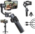 Zhiyun Smooth 5S Phone Gimbal, 3-Axis Smartphone Stabilizer with Built-in Fill Light, AI Face Tracking for iPhone and Android, YouTube TikTok Video, Gray. 