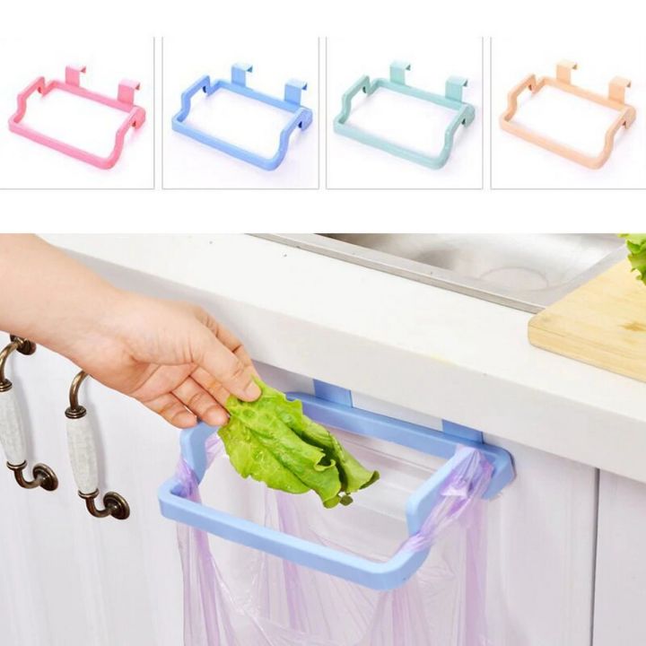Plastic Frame Trash Bag Holder – Over-the-Cabinet Garbage Bin Rack & Towel Hanger for Kitchen Drawer or Cupboard | 10 lb Capacity