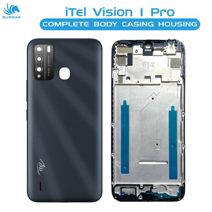 iTel Vision 1 Pro Housing Middle Frame With Side Button and Camera Lens Complete Body Casing Replacement For Vision 1 Pro - Black