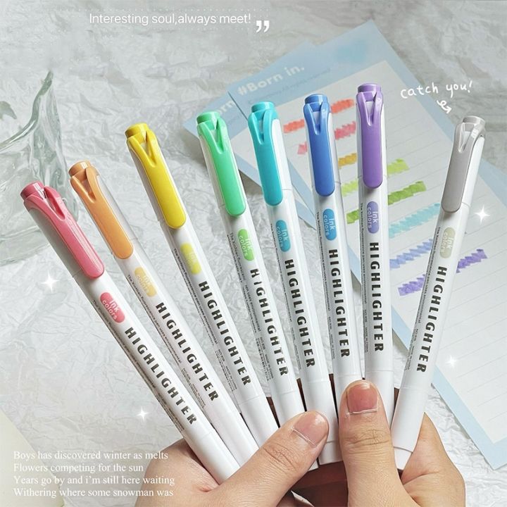 RHS Online 5PCS Double Headed Highlighters Water-based Ink Planner ...