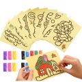 【10 pcs】Creative DIY Sand Painting Kids Montessori Toys Children Crafts Doodle Colour Sand Art Drawing Paper Educational Toy. 
