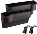 Car Seat Gap Filler, 2 PCS Multifunctional Car Seat Organizer with Cup Holder, Car Console Side Organizer for Cellphones, Wallets, Keys, Coin, Cards, Sunglasses, Passenger Side & Driver Side - Black. 