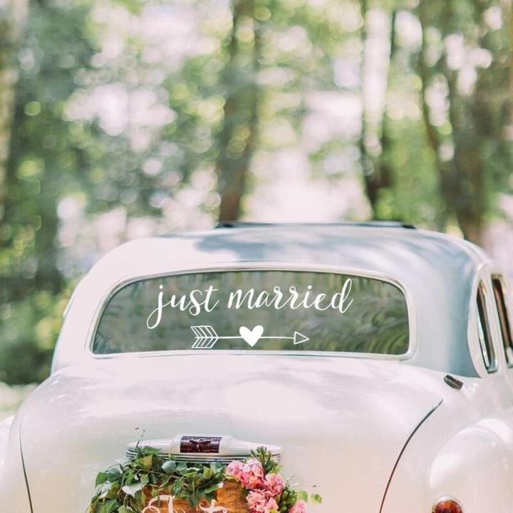 Wedding Car Decor Just Married Heart Decoration Vinyl Art Design Poster Mural Beauty Modern Wedding Decals Ly1658
