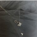 Trend Charming Dazzling Micro CZ Zircon  Butterfly Pendant Necklaces For Women Gift Choker  Silver Plated Jewelry. 