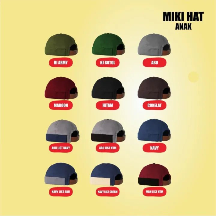 Miki%20Hat%20Plain%20Children%20Peci%20Mikihat%20Children's%20Plain%20Brimless%20Hats%20-%20Image%203