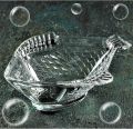 Fish Shaped Transparent Glass Serving Bowl Set (Small & Large). 