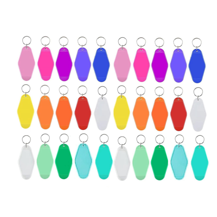 30 Pcs Sublimation Keychain Blanks, Blank Hotel Keychains Bulks Rhombus Motel Keychain Blank with Ring for DIY Craft Durable