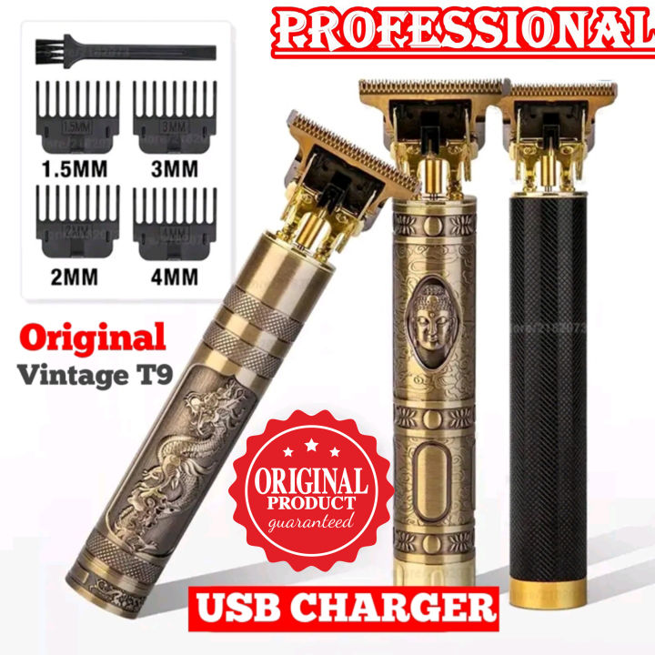 Original Vintage USB Rechargeable T9 Hair Trimmer Shaving Machine – Genuine Professional Hair Clipper Shaver – Best Electric Hair Removal Cutting Machine for Men – Men’s Body Grooming Kit – Chargeable Baby Children Child trimming machine - Beard Trimmer