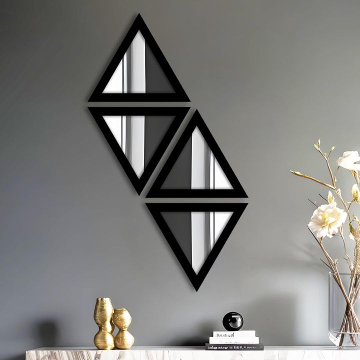 Triangular Shape Acrylic Wall Mirror for Decoration | Wall Decoration Items | Wall Décor | Home Decoration Items | Home Décor | Home Accessories | Home Decoration Items for Drawing Room | Home Decoration Items for Bed Room | Home Decoration Items for Wall