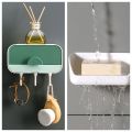 Wall-mounted 1-tier soap dispenser with convenient hanger- Versatile Wall-mounted box with drain tray. 
