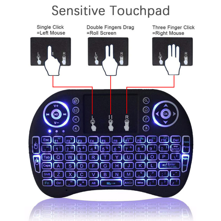 Mini Touch Pad RF 500 Wireless With 3 Colour Backlight Keyboard Mouse