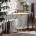 Console Table Marble Entrance Table, Wrought Iron Entrance Station Narrow Table Against The Wall - Light Luxury Semi Circle Console Table for Entryway and Hallway Decor. 