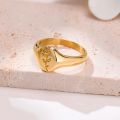 Pinky Ring, Signet Ring, Men Women Ring,Stainless Steel Floral Signet Rings,CZ North Star Celestial Ring. 