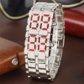 【ETOP】Fashion Black Full Metal Digital Lava Wrist Watch Men Red/Blue LED Display Men's Watches Gifts for Male Boy Sport Creative Clock. 