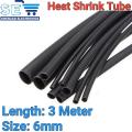 3 Meter 6mm Heat Shrink Tube Shrinkable Wire Wrap Cable  HeatShrink Sleeve. 