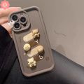 Cartoon Cute M Bean 3D Little Bear Doll Simple Couples Case Compatible For IPhone 7Plus 11 15 14 12 13 Pro Max 7 8 15 6S 6 Plus XR XS MAX X SE 2020 Soft Angel Eyes Cover. 