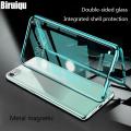 Biruiqu For iPhone 6 6s Plus Magnetic Absorption Case Metal Frame Shockproof Double Sided Tempered Glass Magnetic Case Cover. 