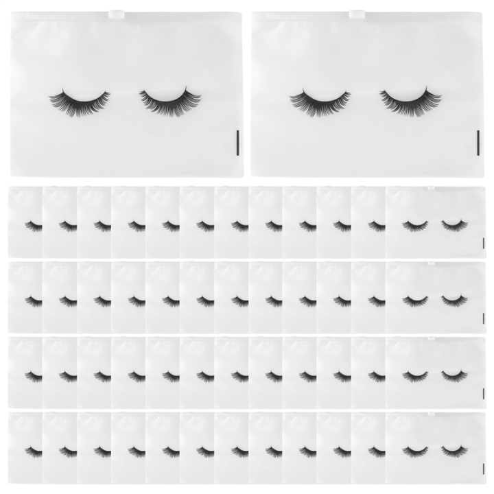 50 Pieces Eyelash Bags Lash Bags for Aftercare Bags (White 7X5Inch)
