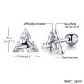 Men Earring Triangle Pierced Crystal Zircon Stud Earrings Stainless Steel Tiny Minimalist Studs For Mens Women Jewelry. 