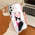 FELMYST for OPPO A55 Back Cover Girl Black Cat Original Print Hard Metallic Lacquer Glass Phone Case. 