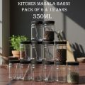 Pack of 6 / 12 Airtight Kitchen Storage Containers 350ml - Leakproof Masala Jar Set - Stackable Plastic Spice Box & Pantry Organizer + Free Spoons. 