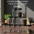 Pack of 6 / 12 Airtight Kitchen Storage Containers 350ml - Leakproof Masala Jar Set - Stackable Plastic Spice Box & Pantry Organizer + Free Spoons. 