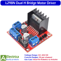 L298N Dual H Bridge DC Stepper Motor Drive Controller Board Module – High Power Motor Driver for Arduino, Robotics, and DIY Projects by Electrica. 