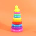 Rainbow Tower with Little Yellow Duck Sorting Stacking Building Blocks Tower Circle Rings Early Education Toy 9 Pcs. 