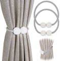 2pcs Parday Curtain Tiebacks Curtain Buckle Draperies Pearl Magnetic Rope Braided Straps Ball Buckles Rings & Buckles Holder Punch Free Curtains Hold Clips Curtain Accessories. 