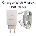Original Vivo Fast Charger + Data Cable - Micro Usb and Type-C (Select Variation) - Upto 30watt Super Fast Vivo Charger - Wall Charger - Quick Charge 4.0. 