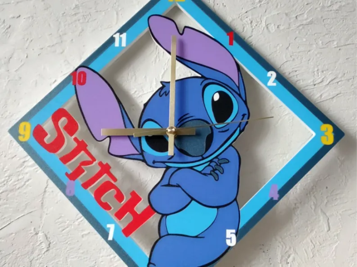 Stich Clocks Stitch Colorful Wall Clock | Cute Lilo & Stitch Inspired Decorative ...