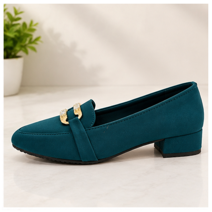 Women%E2%80%99s%20Teal%20Loafers%20with%20Gold%20Buckle%20-%20Image%202