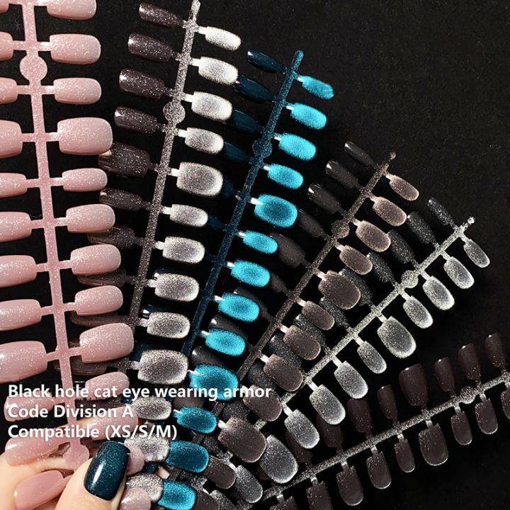 30pcs Cat Magnetic Press On Nail Pretty Fake Nails Detachable Full Nail Tips Wearable Fake Nails Simple Artificial Art Decor JIJIN