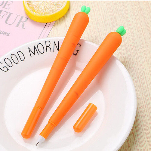 🥕CARROT PEN Door gift student reward Goodies Comel Doorgift Kawaii Gel Pen Mini School Black Portable Office Cute Write