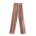 Women Suit Trousers High Waist Solid Color Straight Pants Fashion Casual Wide Leg Pants. 
