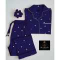 Printed Silk Night Suit For Women Silk Night Dress For Girls Silk Sleepwear For Women Silk Night Wear For Women Pjs For Women. 