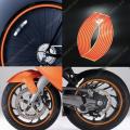 Motorcycle Reflective Wheel Stickers and Decals 14" 17" 18" Reflective Rim Tape Car Styling Decoration 16Pcs Strips/Set Orange. 