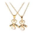 2pcs/set Heart Big Sis Lil Sis Necklace For 2 Handstamped Bff Chains Pendant Family Necklace Engraved Girl Sister. 