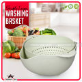 Multi Purpose Kitchen Double Drain Washing Basket Bowl For Daily Use - Double Layer Rotating Vegetable Washing Bowl - BPA Free High Quality Food Graded Material - Detachable Double Layer Vegetable & Fruit Cleaning Basket For Kitchen. 
