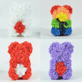 CUANFEN Rose Bear 25cm Teddy Rose Bear With Love Heart Artificial Flower For Valentine's Wedding Birthday Christmas Gift Home Decoration. 