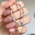 Moonlight Love Necklace Female Ins Sweet and Fresh Beaded Love Design Neckland. 