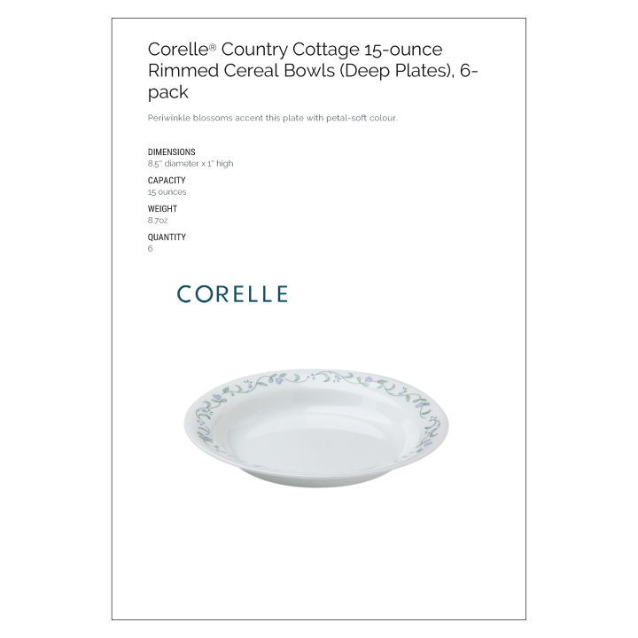 CORELLE Country Cottage Open Stock Crockery (Plates, Bowls & Serveware)