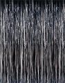 Black Metallic Tinsel Foil Fringe Curtains 3.2ft x 6.5ft Backdrop Photo Booth Black Metallic Foil Curtain for Birthday, Wedding, Bridal Shower, Baby Shower, Anniversary Party Decoration. 