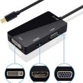 Mini Display Port Thunderbolt to DVI VGA HDMI Adapter Cable, 3 In 1 Adapter Video Converter Cable For MacBook/iMac/Microsoft Surface Pro/Thinkpad. 