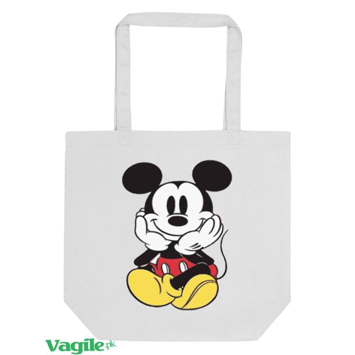 Vagile Mickey Mouse Printed Designer Handbag Cotton Maxi Large Wide Shoulder Tote Bag Gift Idea