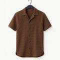 Richman Cuban Collar Shirt For Men - Half Sleeves Men Shirts - Waffle Knit Casual Shirts For Men. 